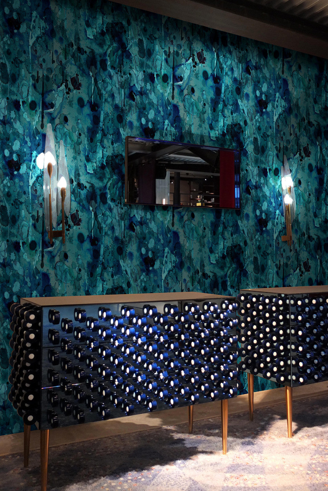 Storm Blotch Superwide Room Wallpaper 4 - Blue