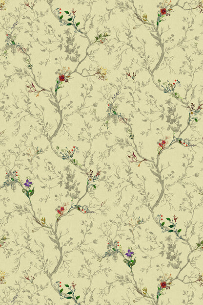 Ruskin Floral Wallpaper - Cream