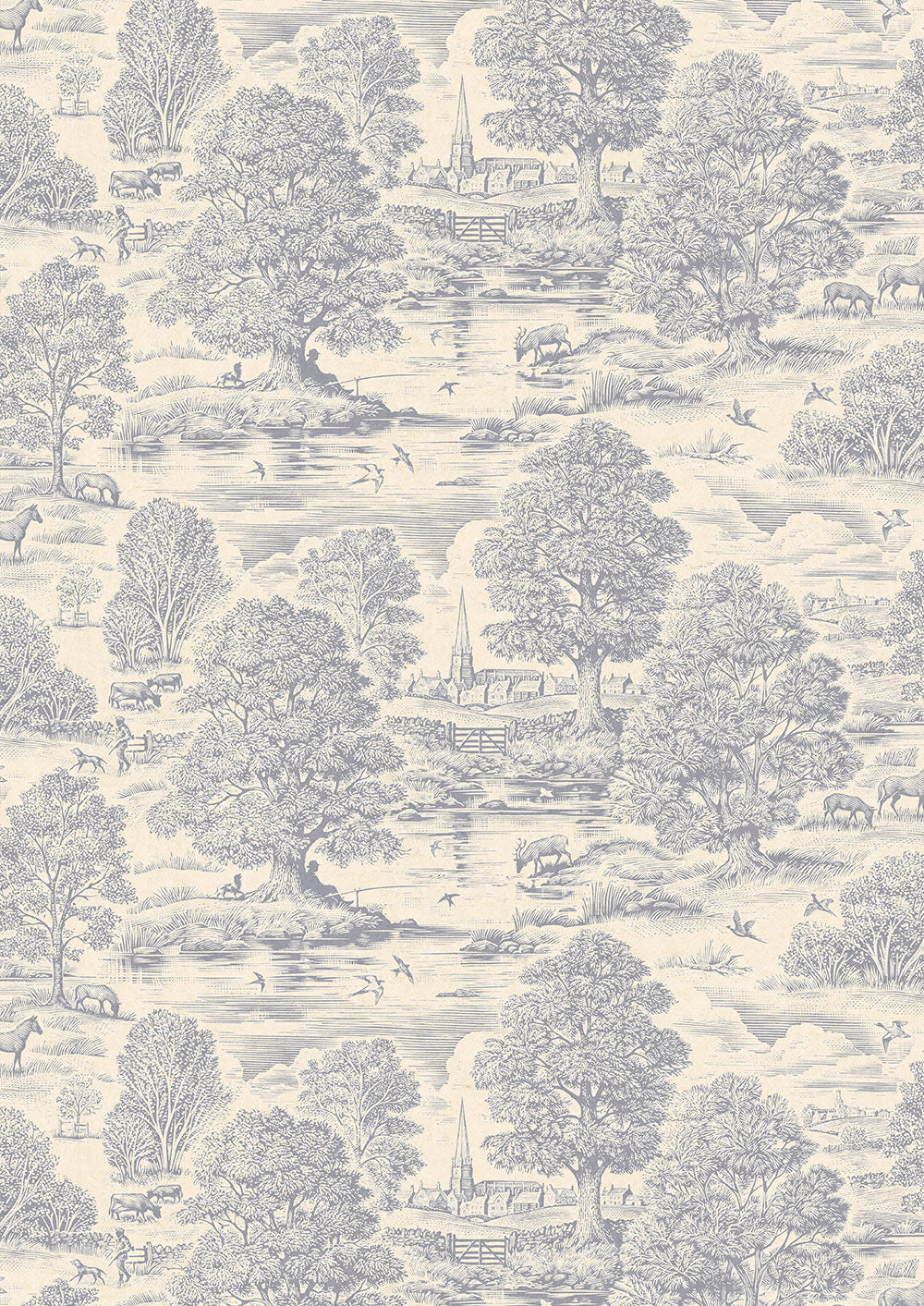 Royal Oak Wallpaper - Blue - Lewis & Wood