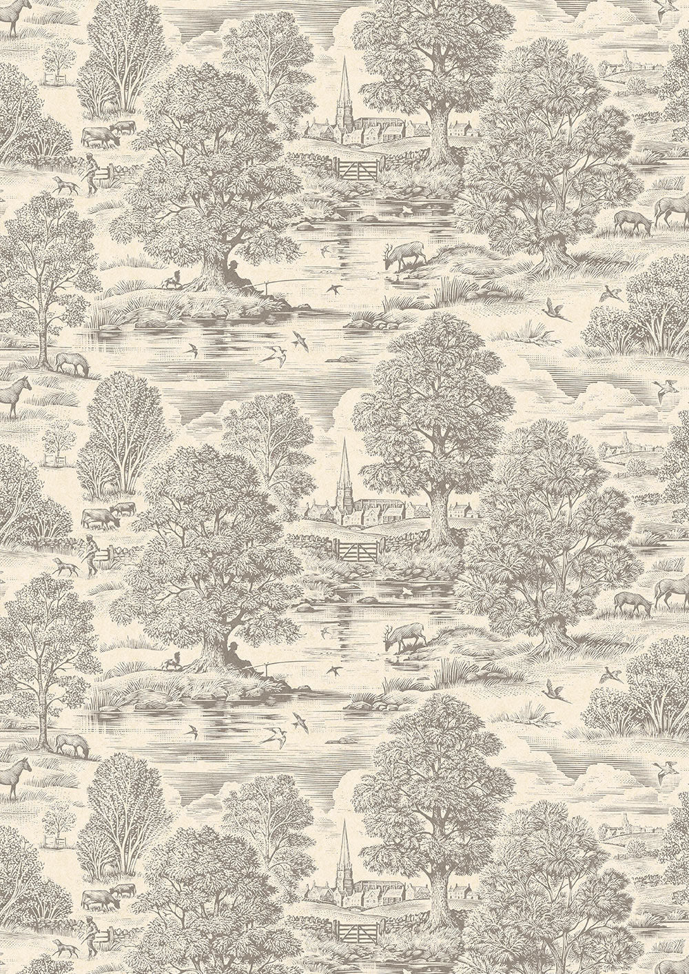 Royal Oak Wallpaper - Gray - Lewis & Wood