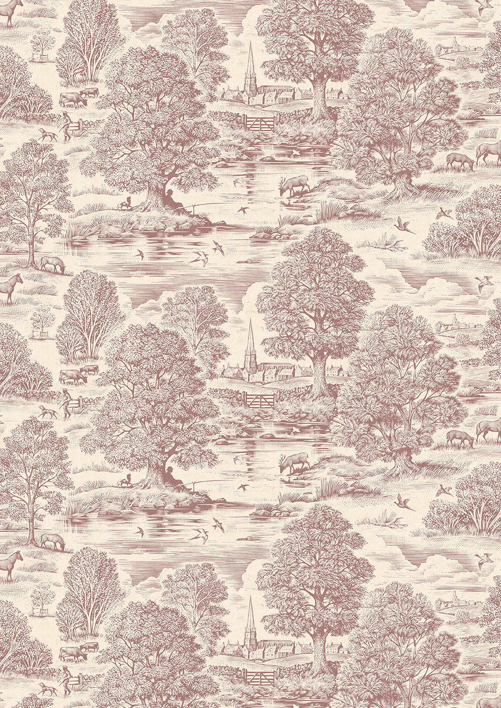 Royal Oak Wallpaper - Pink - Lewis & Wood