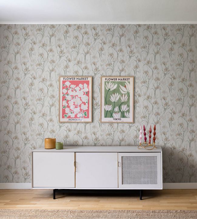 Iris Room Wallpaper - Gray