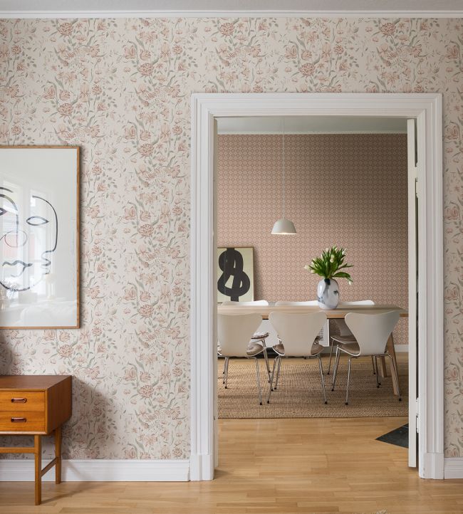 Karins Bukett Room Wallpaper 3 - Pink