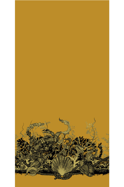 Shell & Crab Velvet Fabric - Sand