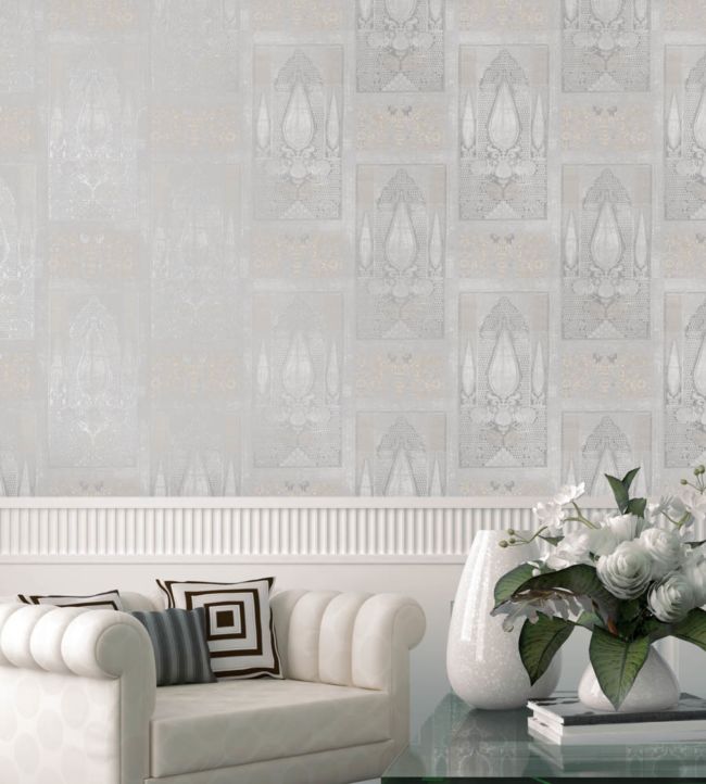 Geometric Regal Room Wallpaper - Gray