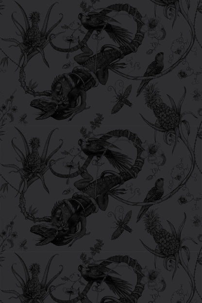 Superwide Iguana Wallpaper - Gray