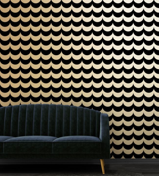 Scoop Lustre Room Wallpaper - Black