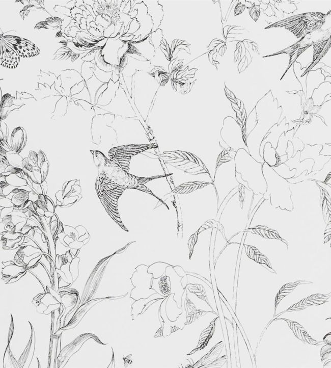 Sibylla Garden Wallpaper - Black And White - PDG721/01 - Designers Guild