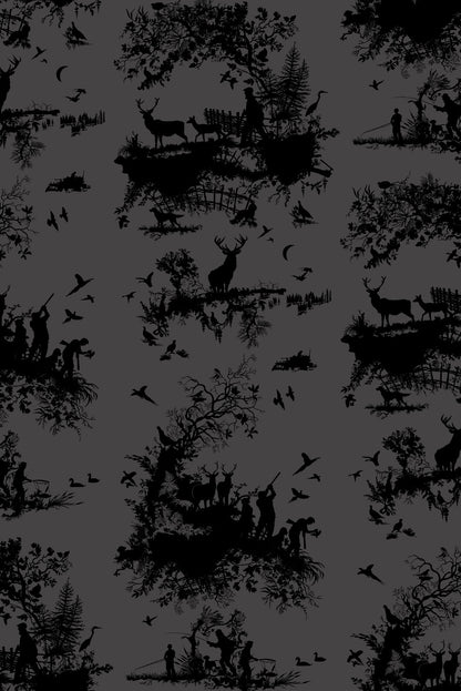 Hunting Toile Wallpaper - Black
