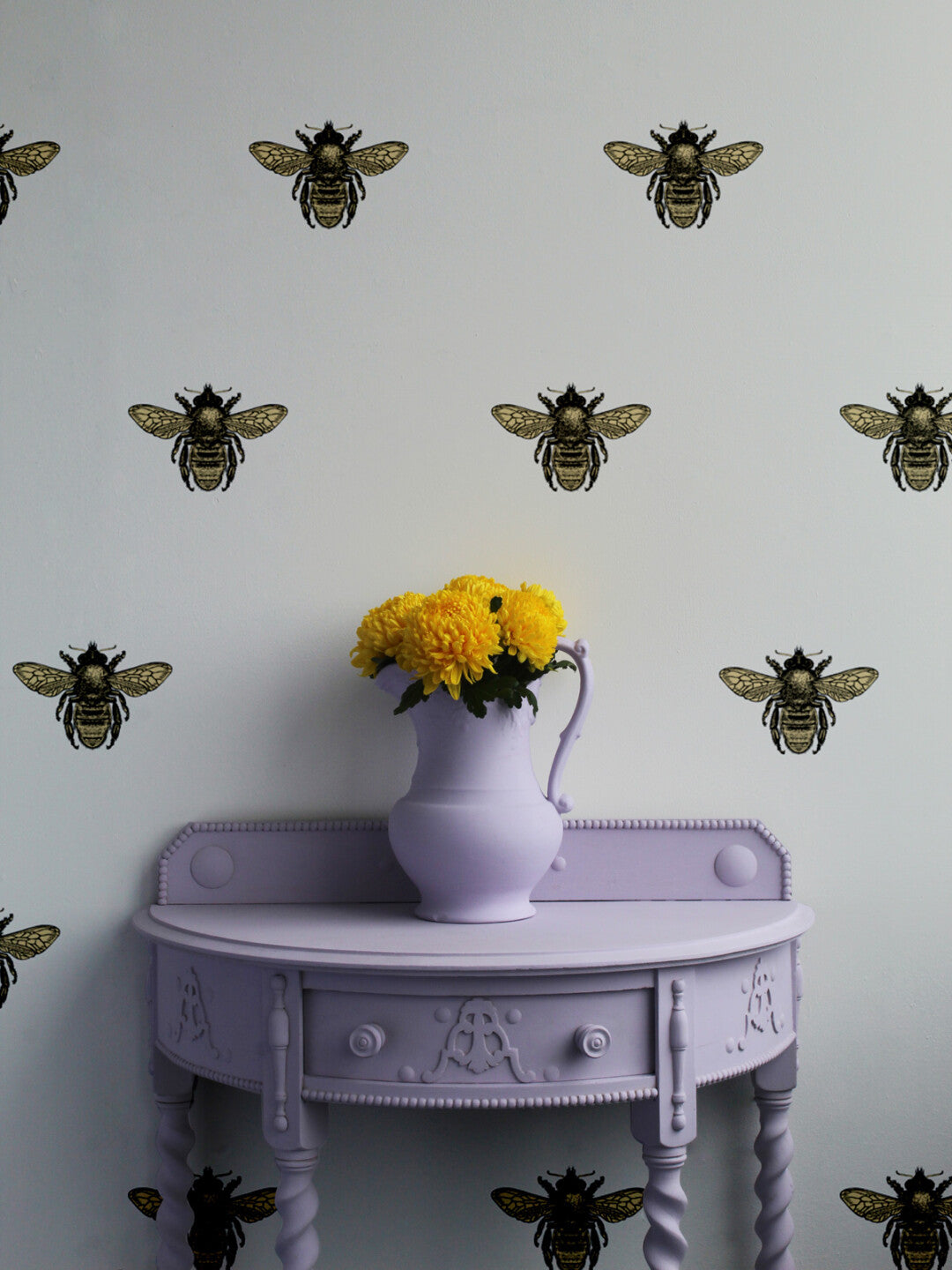 Honey Bee Room Wallpaper - White