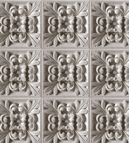 Carved Floral Wallpaper - Gray