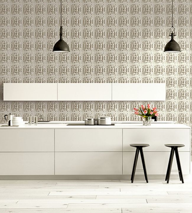 Carved Floral Room Wallpaper - Gray