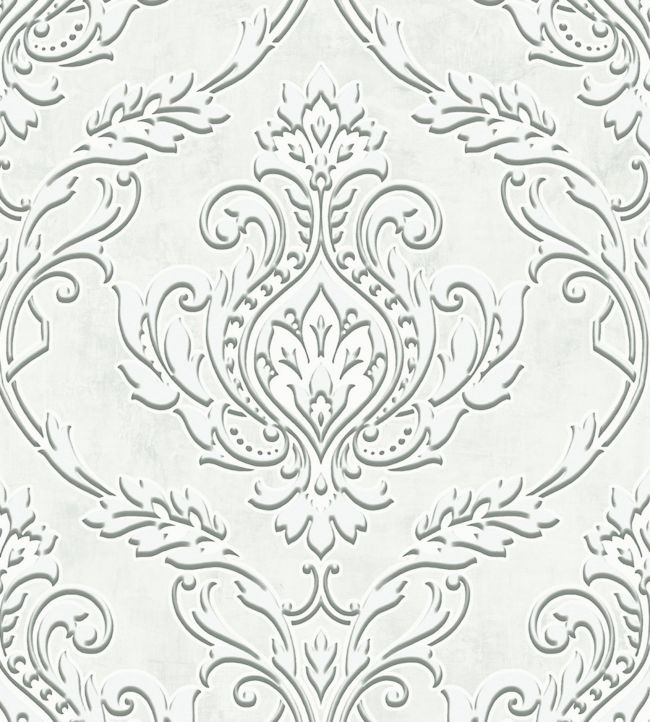 Botany Damask Wallpaper - White
