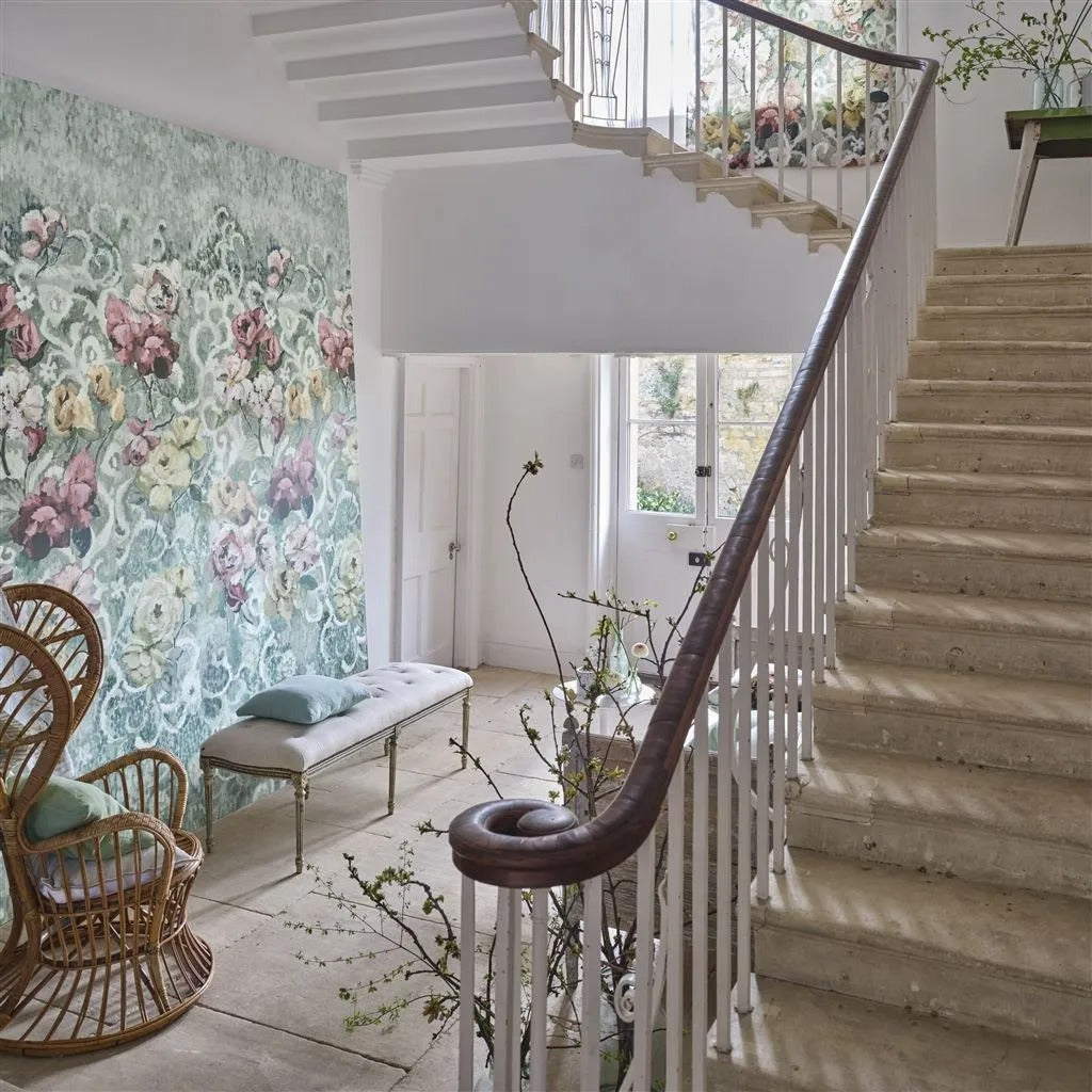 Tapestry Flower Wallpaper - Eau de Nil - PDG1153/03 - Designers Guild