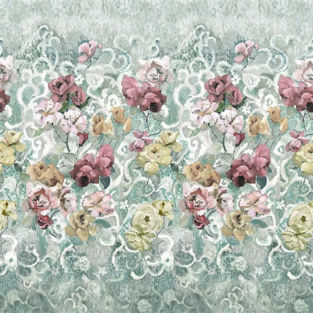 Tapestry Flower Wallpaper - Eau de Nil - PDG1153/03 - Designers Guild