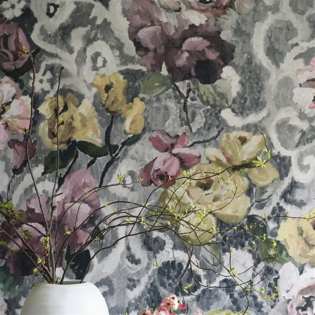 Tapestry Flower Wallpaper - Platinum - PDG1153/04 - Designers Guild