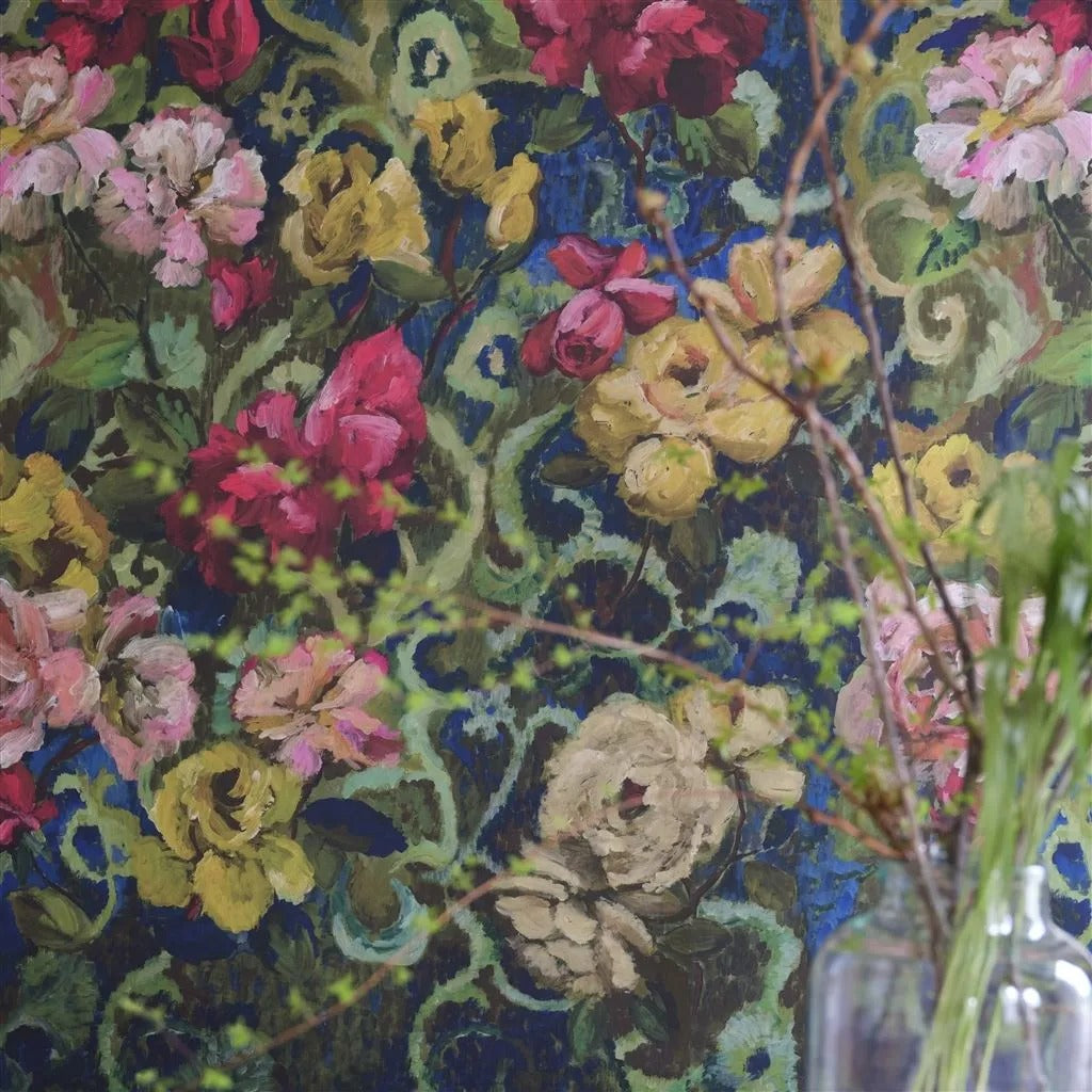 Tapestry Flower Wallpaper - Vintage Green - PDG1153/01 - Designers Guild
