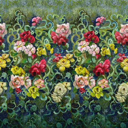 Tapestry Flower Wallpaper - Vintage Green - PDG1153/01 - Designers Guild