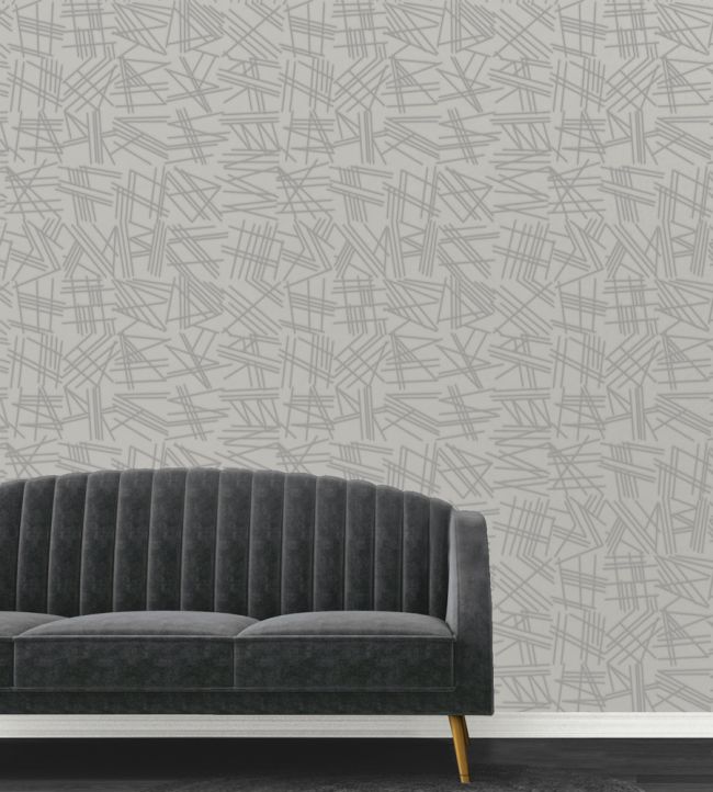 Tilt Grey Flock Room Wallpaper 2 - Gray