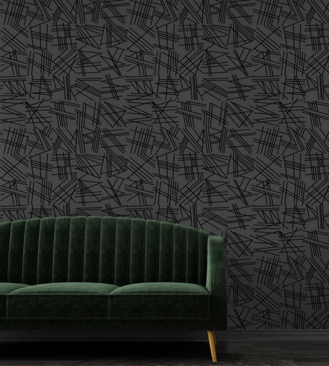 Tilt Flock Room Wallpaper - Gray