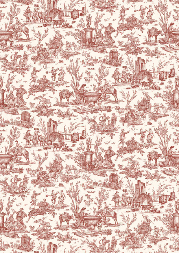 Toile Baptiste Fabric - Red - Lewis & Wood