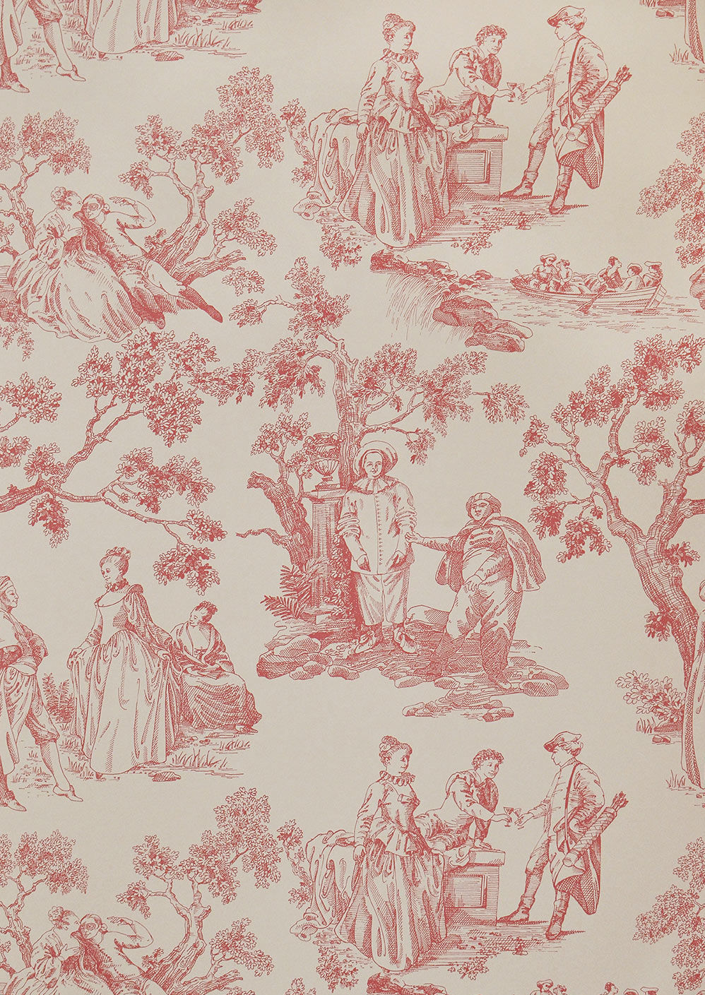 Vauxhall Gardens Fabric - Red - Lewis & Wood