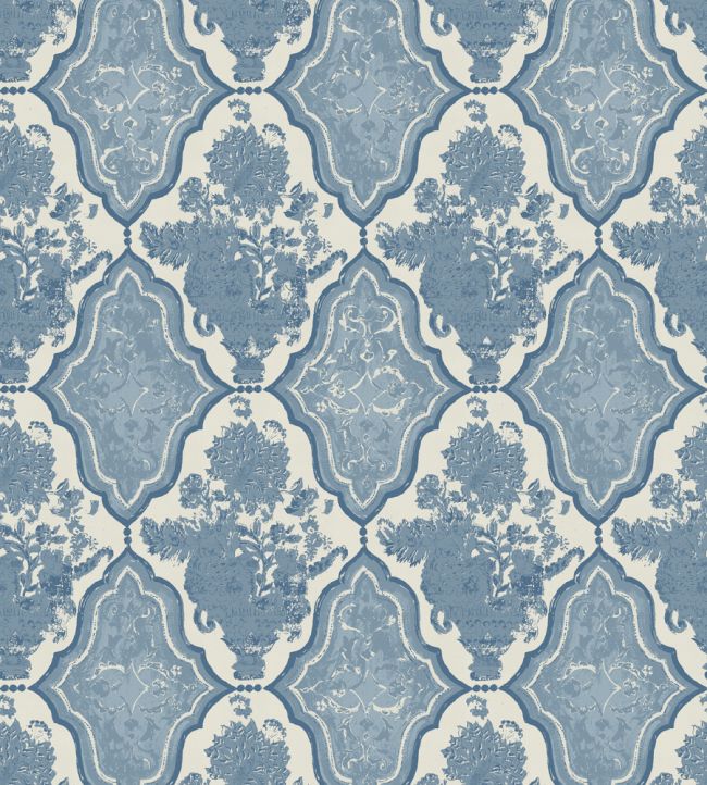 Cameo Vase Wallpaper - Blue