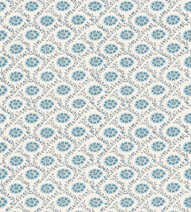 Floral Ogee Wallpaper - Blue