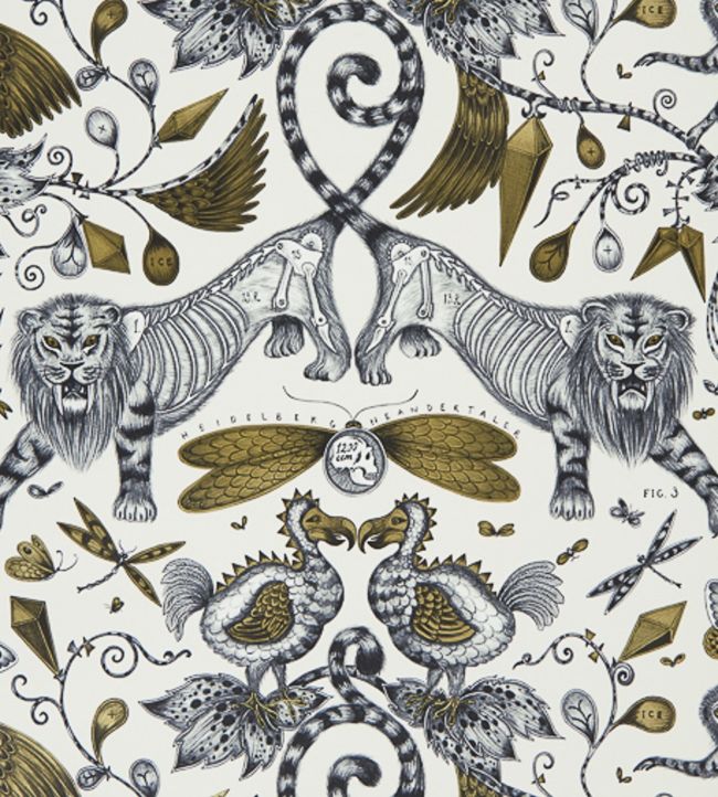 Emma J Shipley Extinct Wallpaper - Gray
