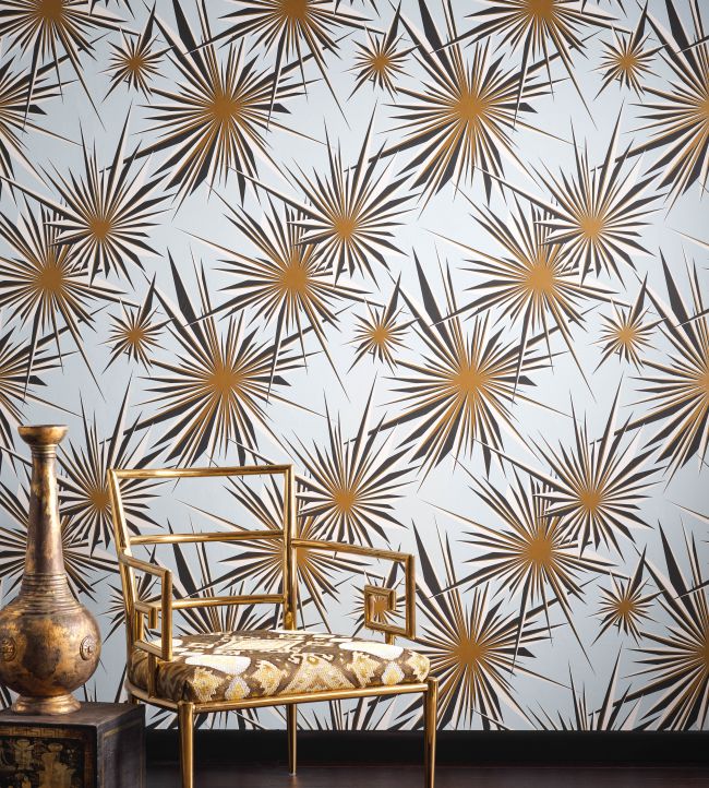 Golden Sunburst Room Wallpaper - Teal