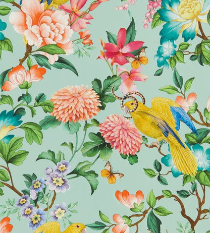 Golden Parrot Wallpaper - Teal