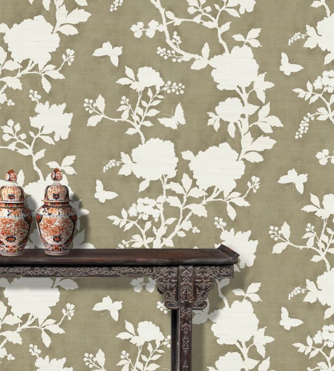 Pivoine Grasscloth Room Wallpaper - Brown