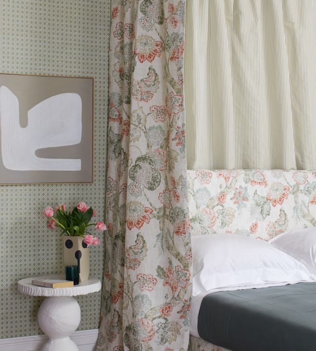 Rattan Grasscloth Room Wallpaper - Green