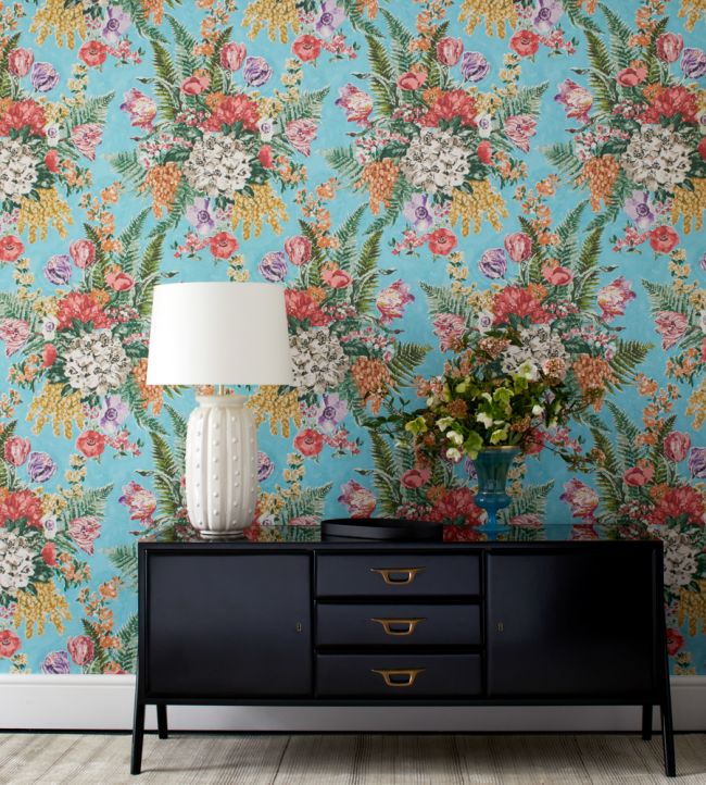 Spring Garden Room Wallpaper - Teal