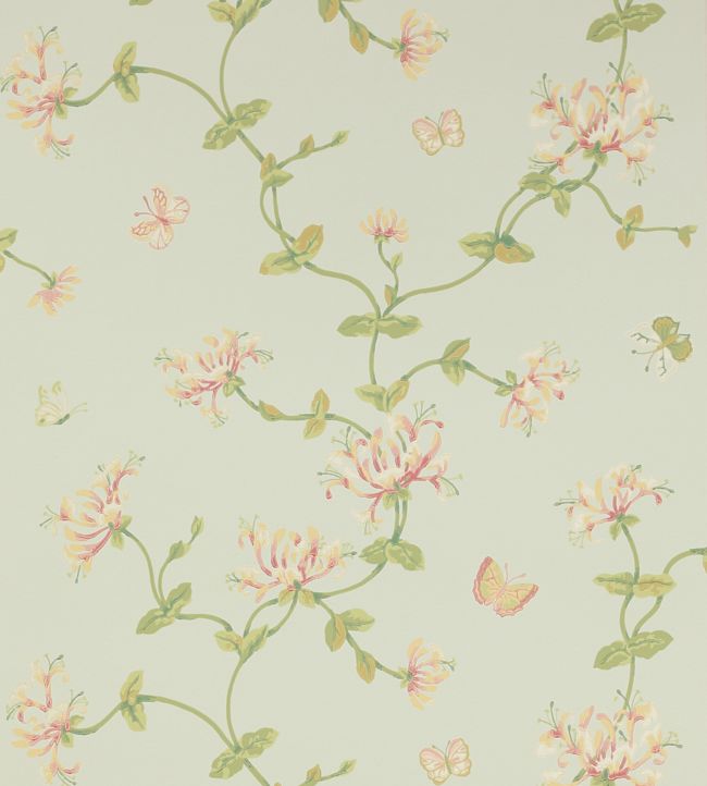 W7002/01 - Honeysuckle Garden Wallpaper - Aqua - Colefax & Fowler