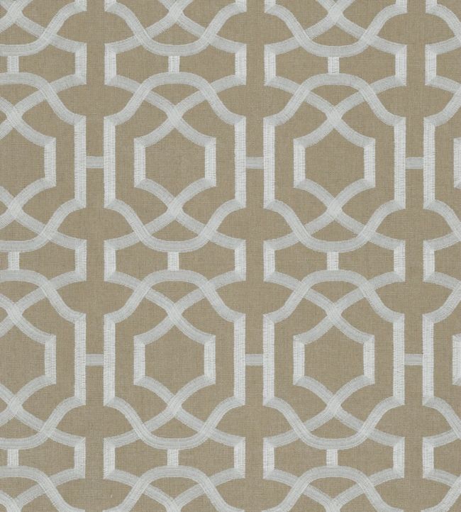 Alston Trellis Embroidery Fabric - Brown 