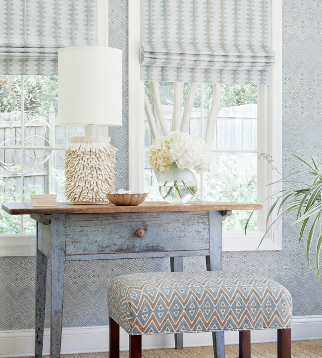 Reno Stripe Room Fabric - Blue