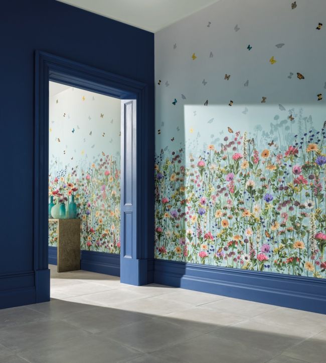 Deya Meadow Room Wallpaper - Blue