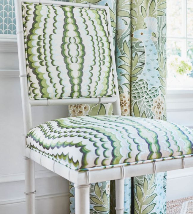 Ebru Embroidery Room Fabric - Green