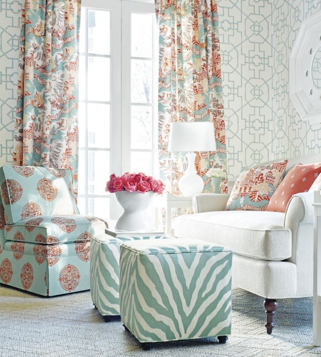 Halie Embroidery Room Fabric - Teal