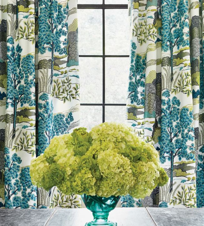 Daintree Embroidery Room Fabric - Blue