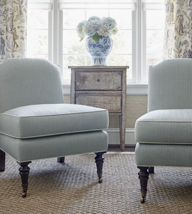 Hamilton Herringbone Room Fabric - Blue