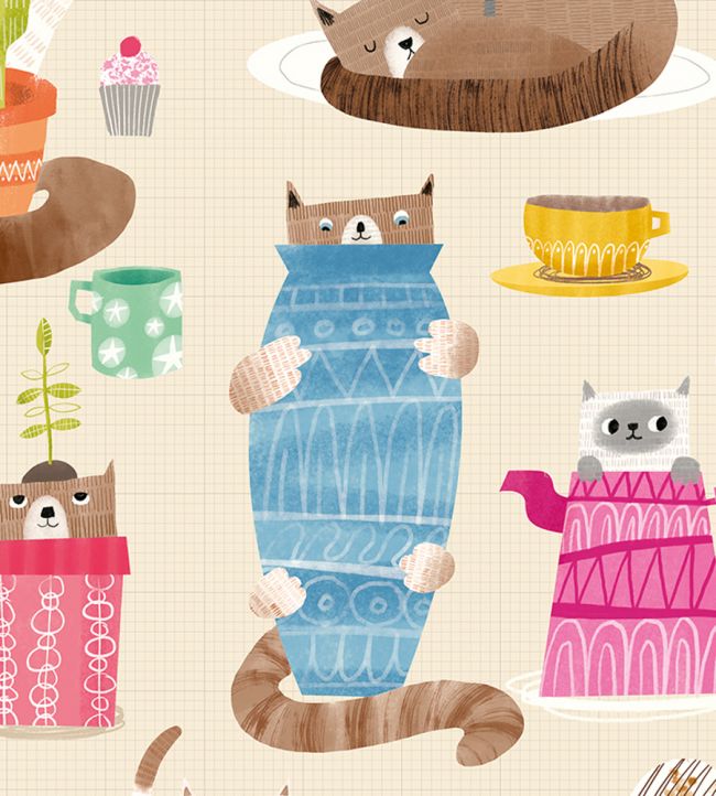 Kitten Kaboodle Nursey Wallpaper - Multicolor 