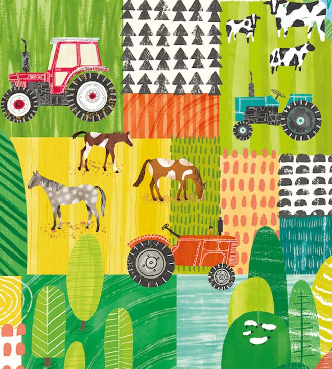 Down On The Farm Nursey Wallpaper - Green 