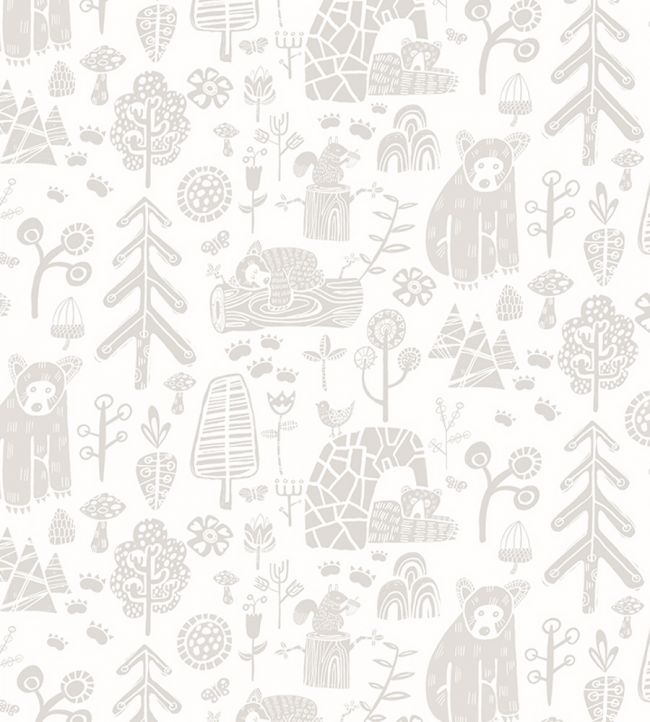 Honeywood Bears Nursey Wallpaper - Gray 