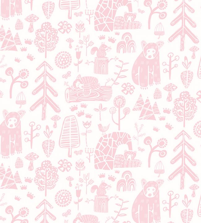 Honeywood Bears Nursey Wallpaper - Pink 