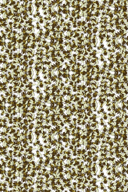 Wild Honey Bee Allover Wallpaper - Green