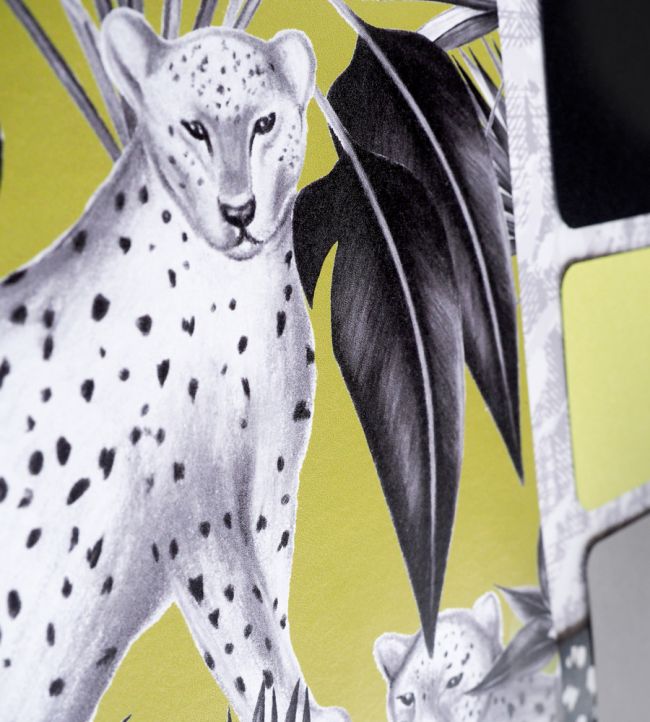 Jungle Cheetah Room Wallpaper - Gray