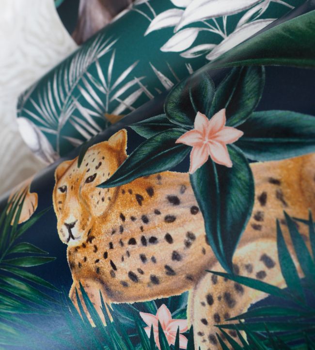 Jungle Cheetah Room Wallpaper - Green