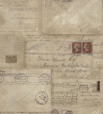 Vintage Letters Wallpaper - Cream 